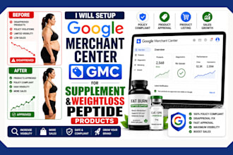 setup google merchant center gmc for supplement and weight loss peptides product