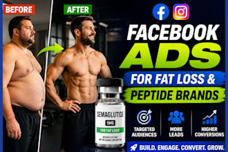 create and manage facebook ads for fat loss weight loss and metabolic peptides