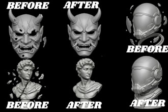 do stl file repair, 3d scan cleanup edit custom modification for 3d printing