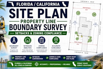 do florida california site plan property line boundary survey