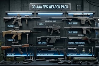 do 3d firearm model, unity weapon model, futuristic, reload animation for game