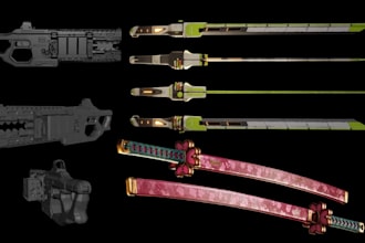 3d game props modeling weapon environment assets low poly high detail models