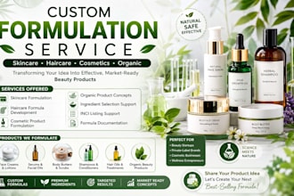 develop custom skincare haircare cosmetic formulation organic product formula