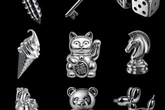design a futuristic 3d chrome metallic streetwear logo