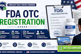 handle fda otc drug registration, listing, spl submission and US agent