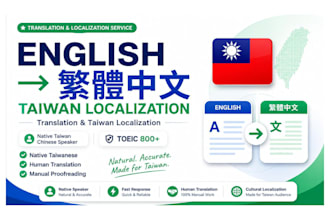 itranslate and localize english content into traditional chinese
