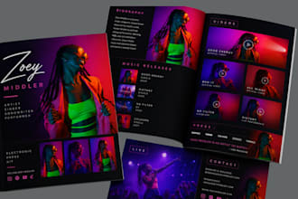 design clickable music epk dj press kit media kit one sheet for press release