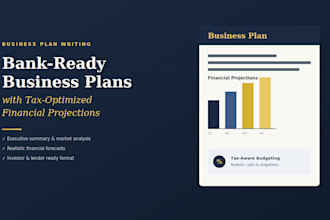 do bank ready business plan with financial projections and tax optimized budgets