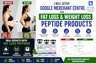 setup google merchant centre for fat loss and weight loss peptide products