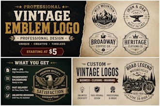design vintage emblem logo using ai and canva