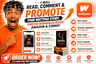 read, comment and promote your wattpad story, erotic romance book, amazon, comic