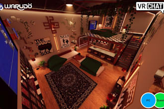 create vrchat world, 3d environment, metaverse world spatial io, open world game