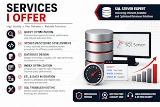write sql queries, views, and stored procedures