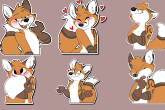 draw cartoon stickers, emoji, emoticon, mascot and furry fursona