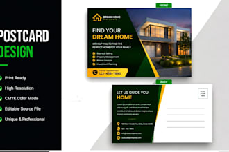 design a professional postcard, mailer, or promotional card