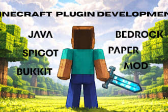 develop your minecraft plugin , java, spigot, bedrock, paper, bukkit  mod plugin