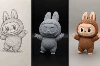 2d to 3d model figurie from image photo sketch to stl file for 3d printing
