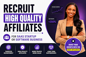 recruit high quality affiliate program for saas startup or ecommerce growth