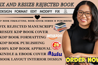 resize book cover, fix rejected kdp book covers for self publishing in 24 hours