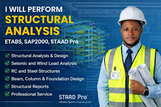 perform structural analysis using etabs, sap2000 or staad pro