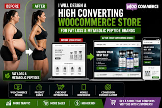 design high converting woocommerce store for fatloss and metabolic peptide brand