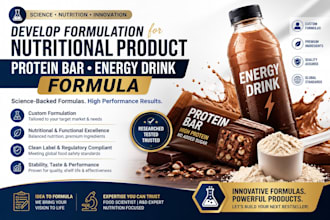 develop formulation for nutritional product protein bar energy drink formula