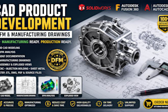 do cad product design and dfm for manufacturing drawings in solidworks and gdt