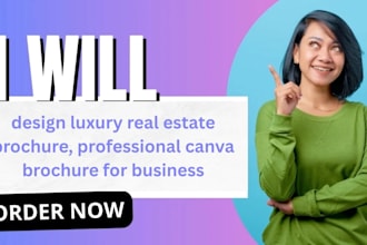 design luxury real estate brochure, professional canva brochure for business