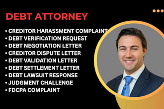 handle debt validation, creditor harassment, debt lawsuits, and fdcpa claims