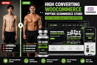 design a high converting woocommerce store for fat loss and weight loss peptides