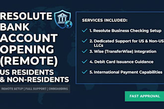open a resolute bank account for US residents and non residents remotely