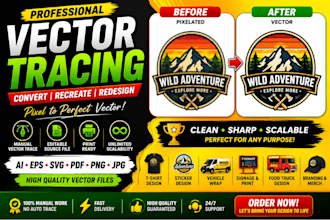 create, recreate, redesign, revamp, retrace, modify, fix or edit logo