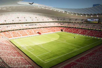 design a breathtaking 3d stadium with realistic architectural visualization