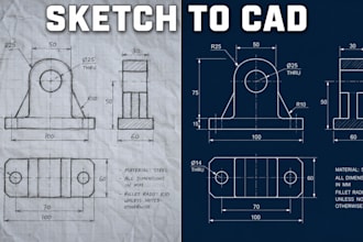 convert your hand drawn sketch into clean 2d cad