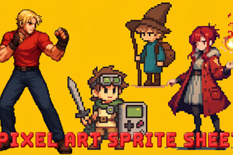draw pixel art character sprites, icons and avatars for your indie games or rpg