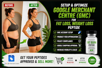 setup and optimize google merchant center for fat loss and weight loss peptides