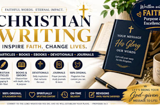 write christian articles and ghostwrite your books, ebooks, devotionals, journal