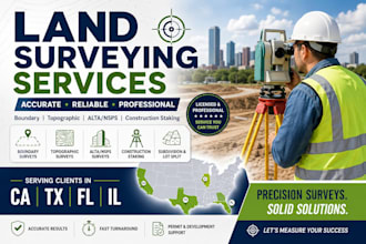 provide professional land surveying services in ca tx fl il