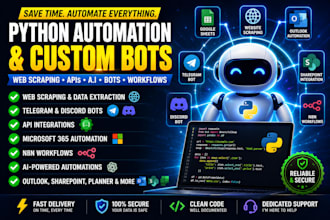 build python automation, web scraping, telegram and discord bots