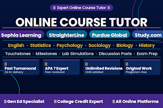 do sophia learning, straighterline, purdue global and studycom