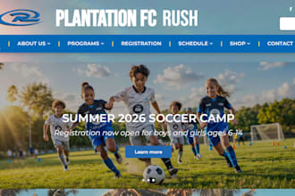 design a football soccer club website with fixtures, results and team profiles