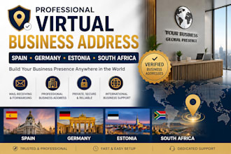 provide a professional virtual business address in spain, germany, estonia