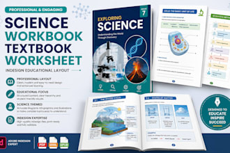 do professional science workbook textbook worksheet indesign educational layout