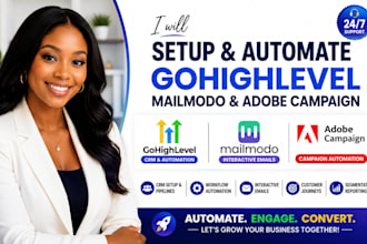 setup gohighlevel CRM mailmodo interactive emails and adobe campaign automation