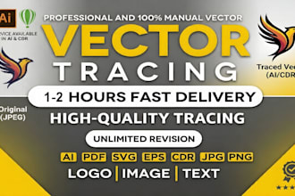 do vector tracing , image to vector, logo to vector, vectorize image