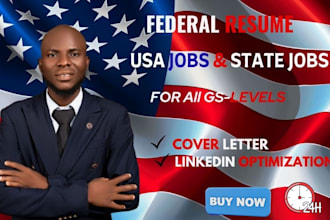 write a federal resume for USA jobs, state jobs, cover letter and linkedin