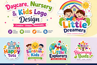 design a creative daycare, nursery, and baby shop logo for your business