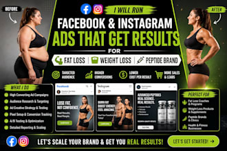 run facebook and instagram ads for fat loss, weight loss, and peptide brand