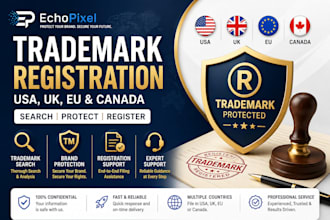 help with trademark registration in USA, UK, eu, canada and trademark search