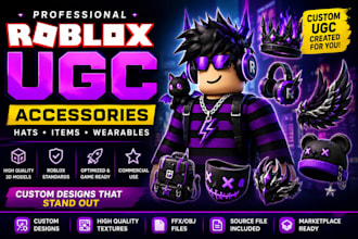 design roblox ugc items, hats, accessories and 3d assets